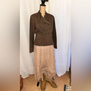 Mossimo Supply Co Brown Cotton Military Pirate Double Breasted Jacket Size L